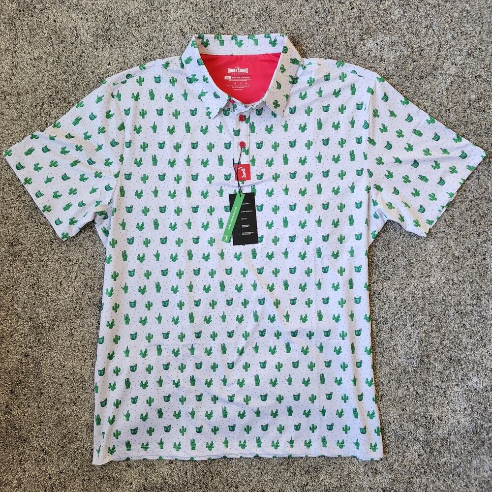 Bogey Bros Golf Polo Men Size XL Performance Stretch Golf Cactus‎ New With Tags